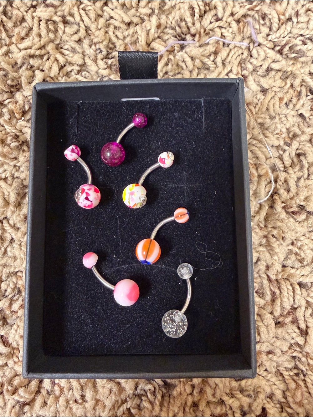 Assorted Pink and Multicolor Curved Belly Button Rings - Women Jewelry